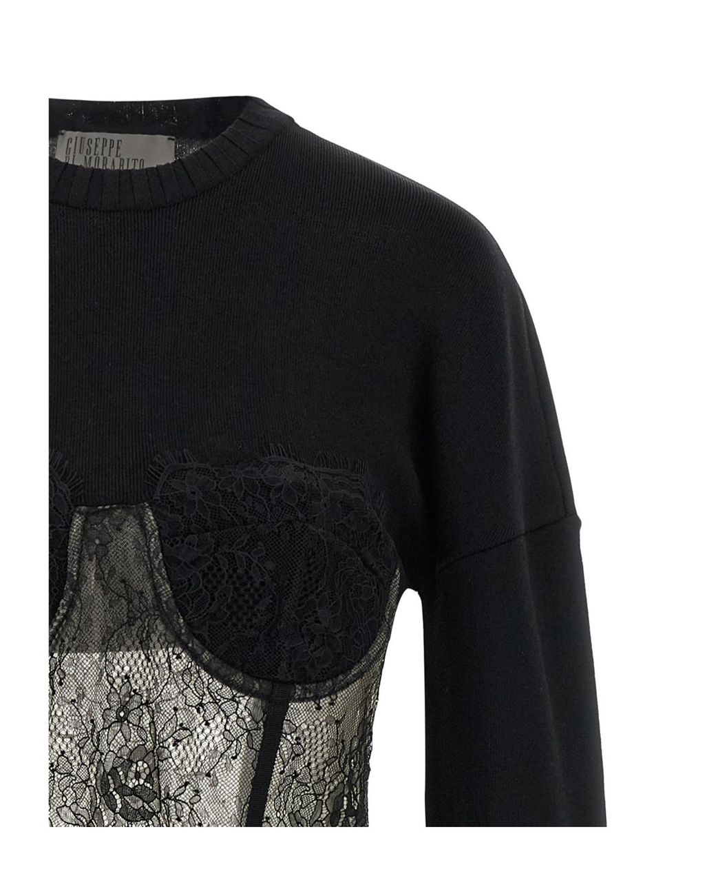 GIUSEPPE DI MORABITO Black Lace Corset Knitted Top