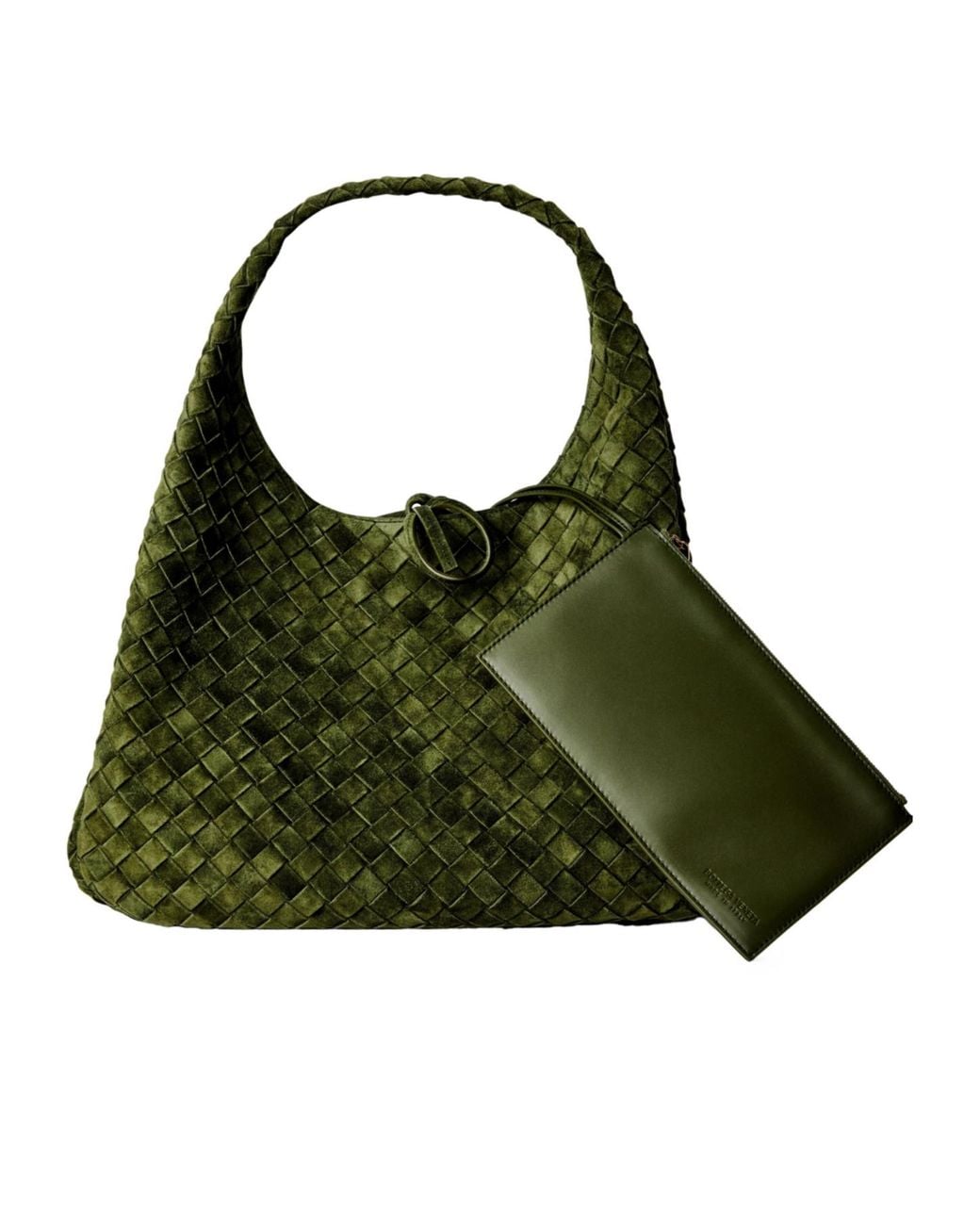 Bottega Veneta Green Military Woven Tote Bag