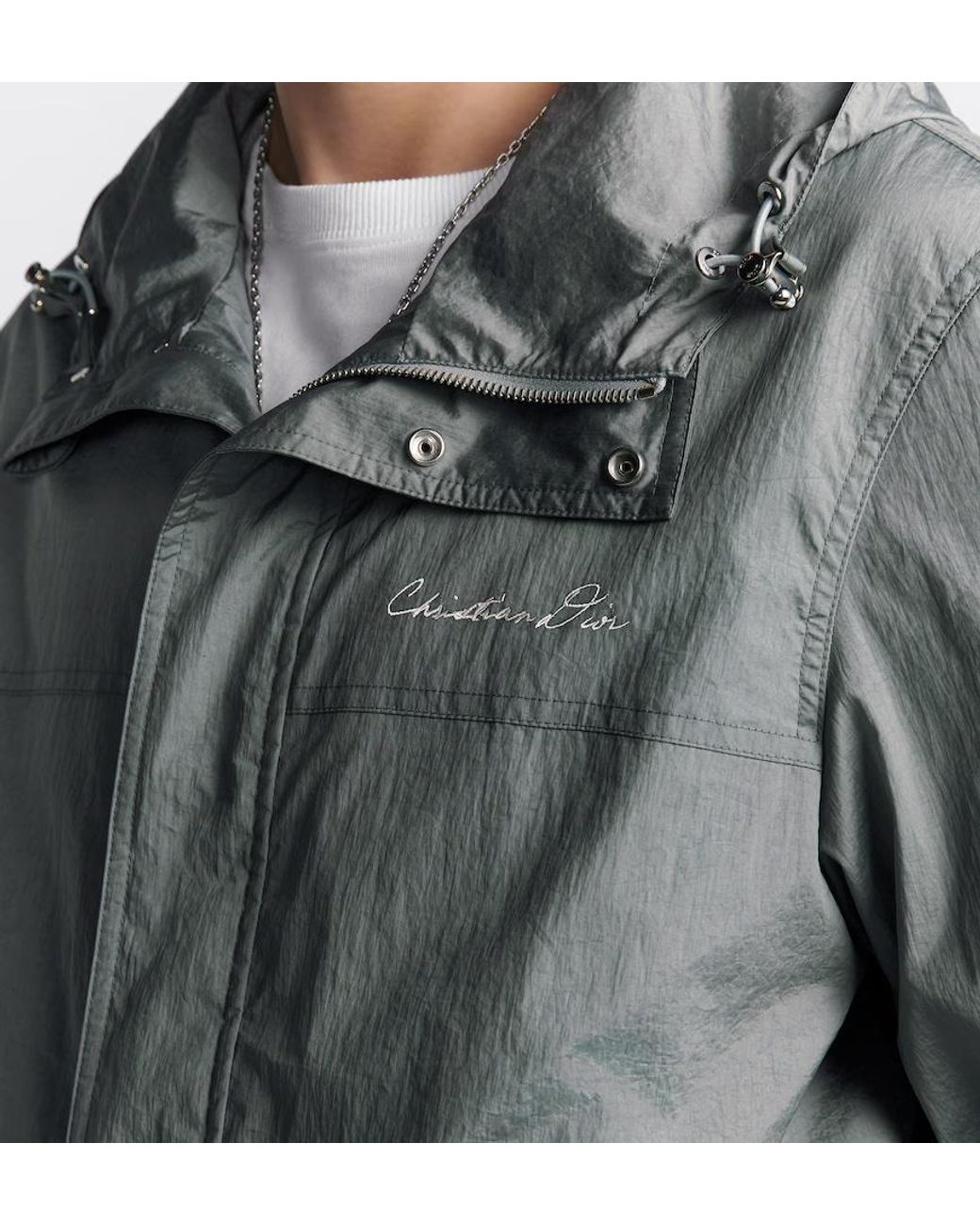 Dior Gray Handwritten Christian Windbreaker for men