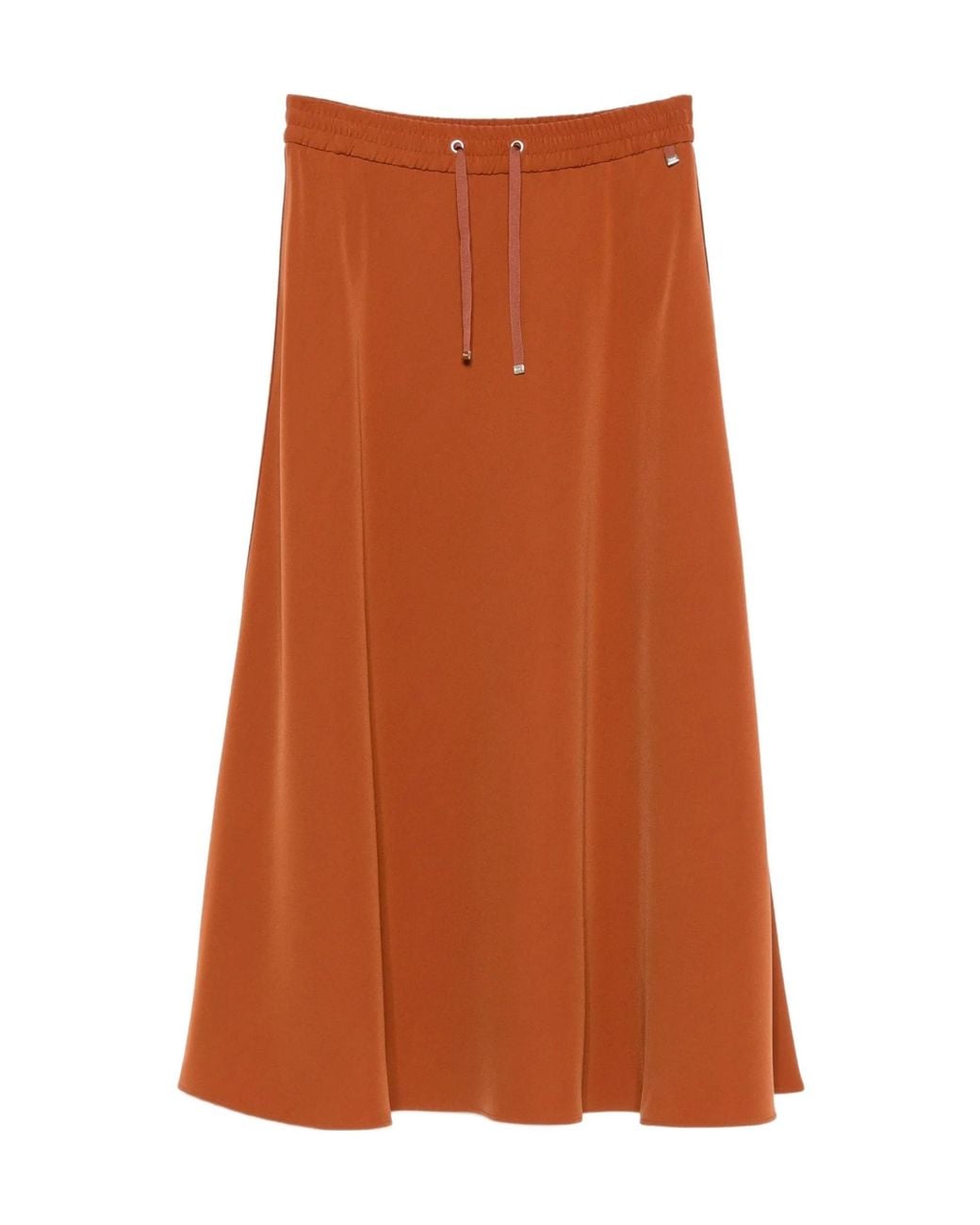 Herno Brown Drawstring-Fastening Maxi A-Line Skirt