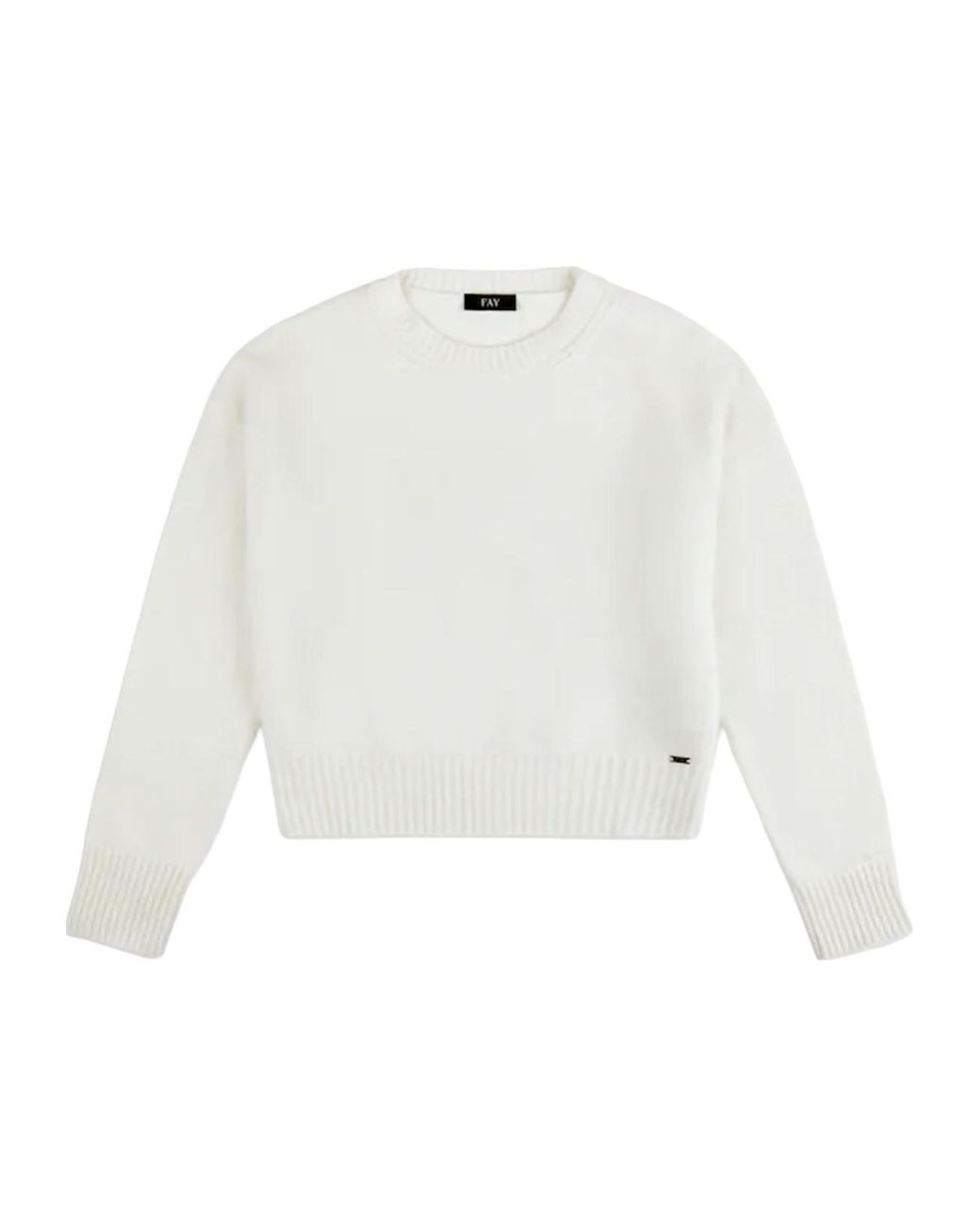 Fay White Crew-Neck Sweater