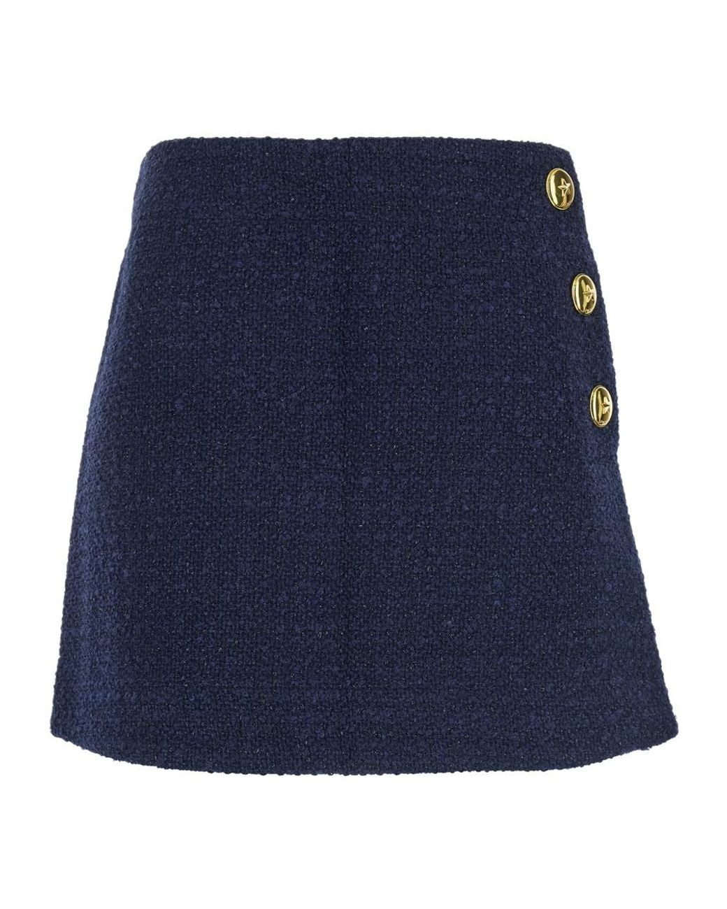 Pinko Blue Tweed Mini Skirt