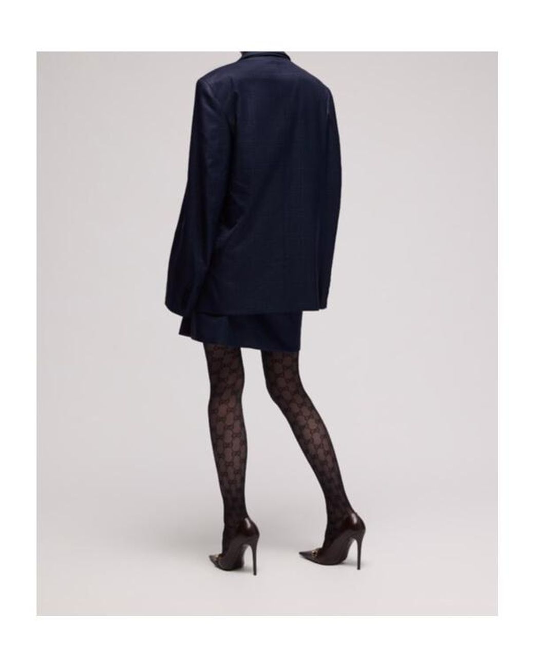 Gucci Blue Prince Of Wales Chintzed Wool Jacket
