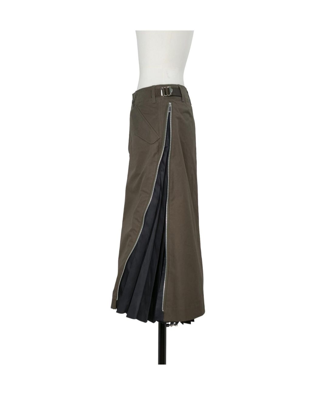 Sacai Multicolor Pleated-Panel Zip-Detail Mid Skirt