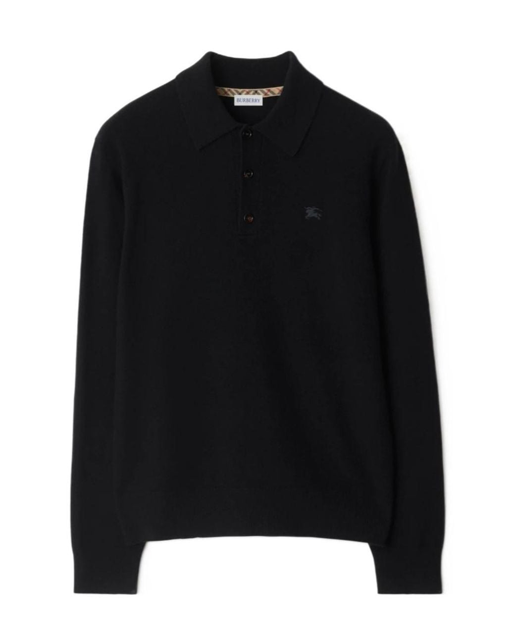 Burberry Black Ekd Embroidered Long-Sleeved Polo Shirt for men