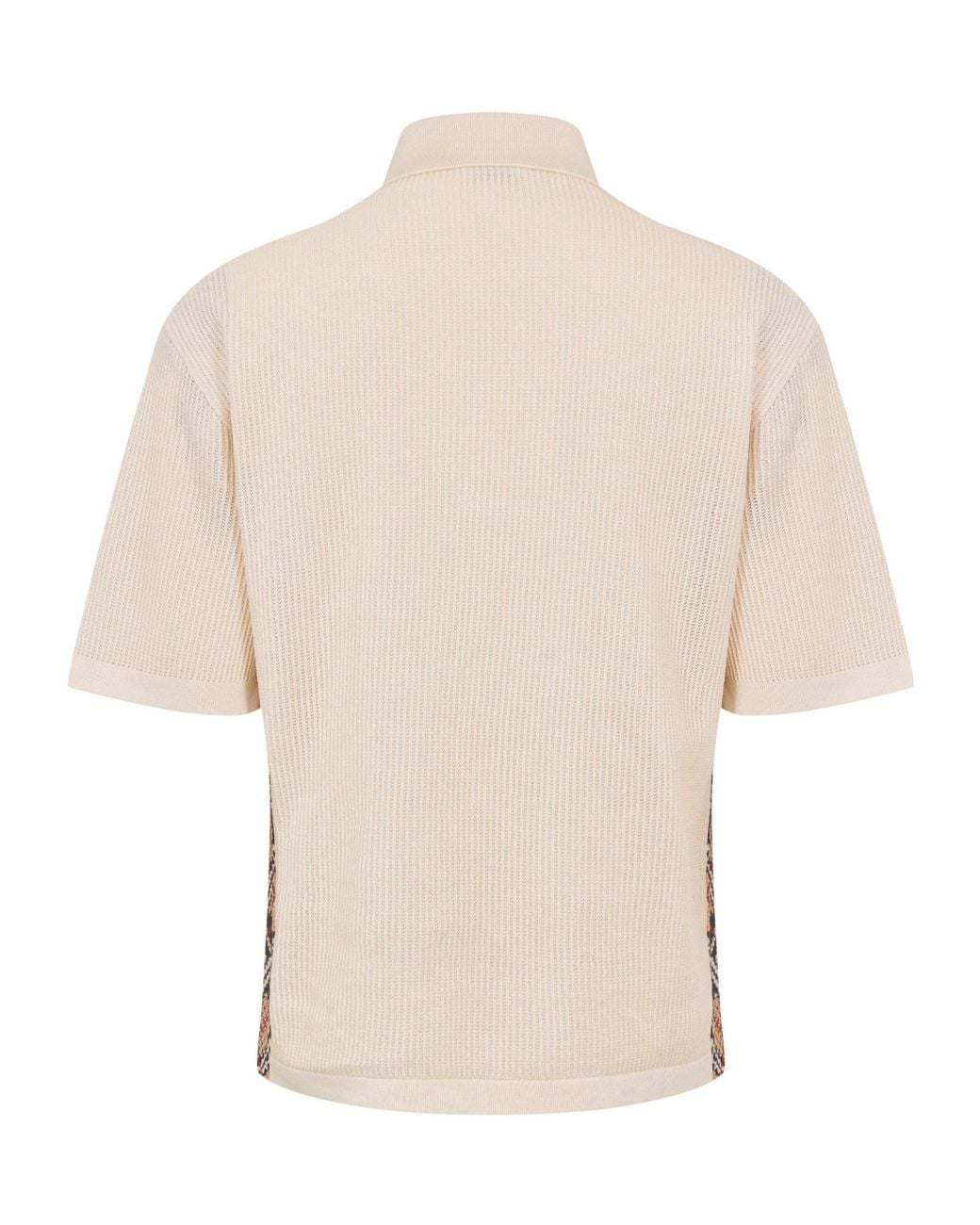 Burberry Natural Knitted Short Sleeve Polo Shirt for men