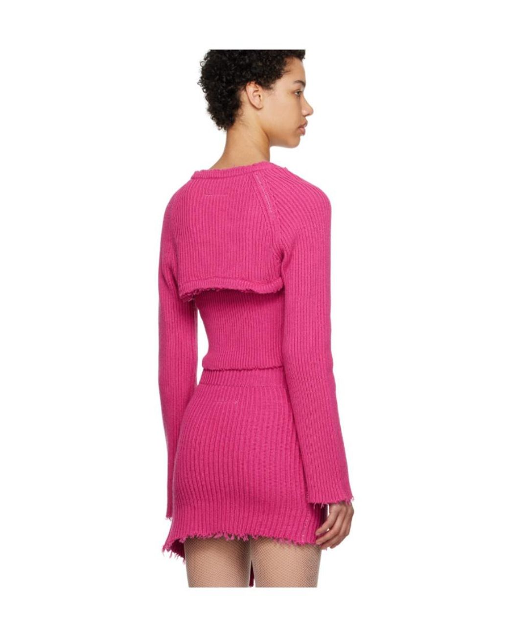 MM6 by Maison Margiela Pink Long-Sleeved Woolen Cardigan