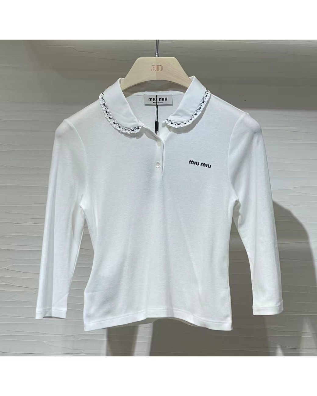 Miu Miu White Ribbed Knit Top