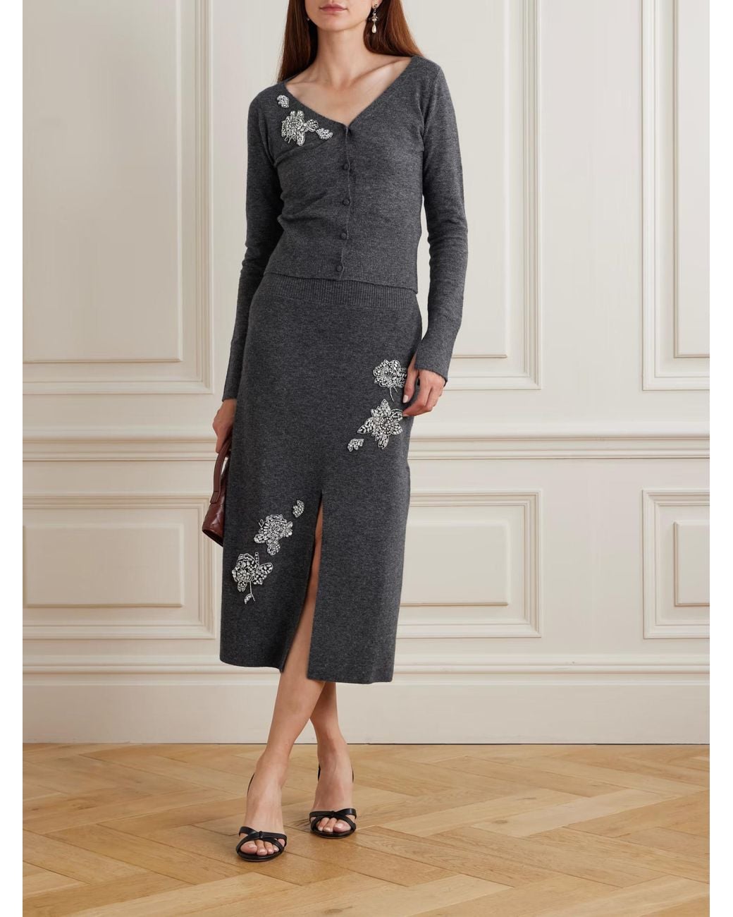Erdem Black Long-Sleeved Knitted Cardigan
