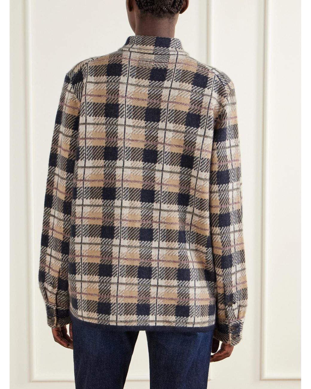 Guest In Residence Gray Checked Cashmere Cardigan