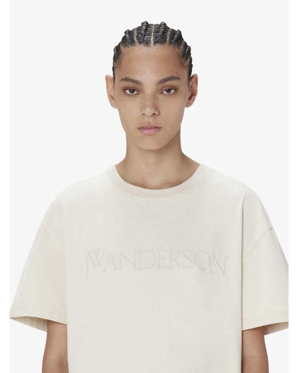 J.W. Anderson White Jw Anderson Logo Embroidered Crewneck T-Shirt
