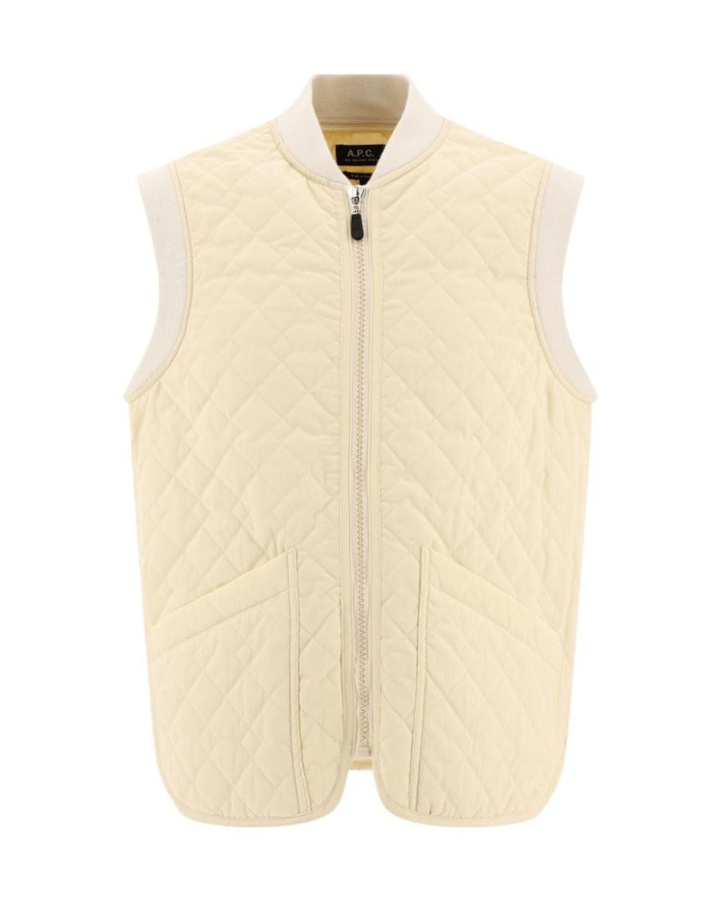 A.P.C. Natural Quilted Zipped Vest for men