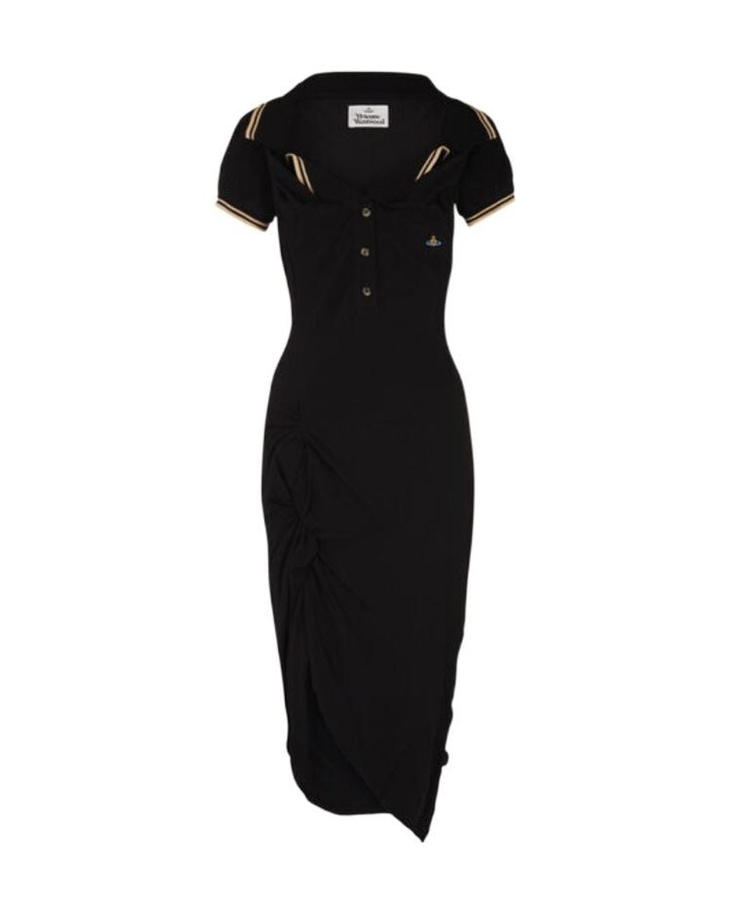 Vivienne Westwood Black Ruched Short-Sleeved Dress