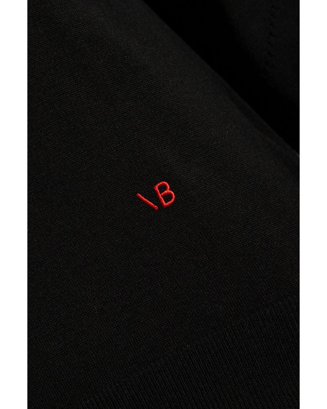 Victoria Beckham Black Logo-Embroidered Merino Wool Jumper