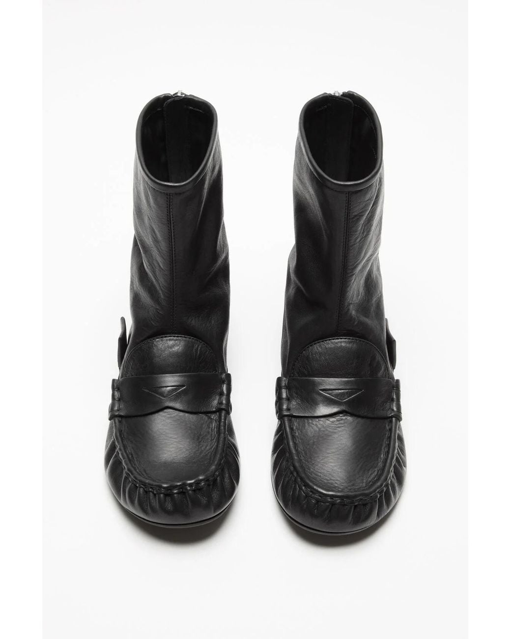 Acne Black Round-Toe Ankle Boots