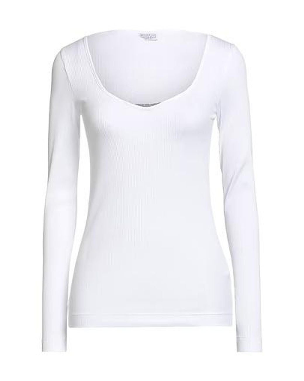 Brunello Cucinelli White Lightweight Stretch Knit Sweater