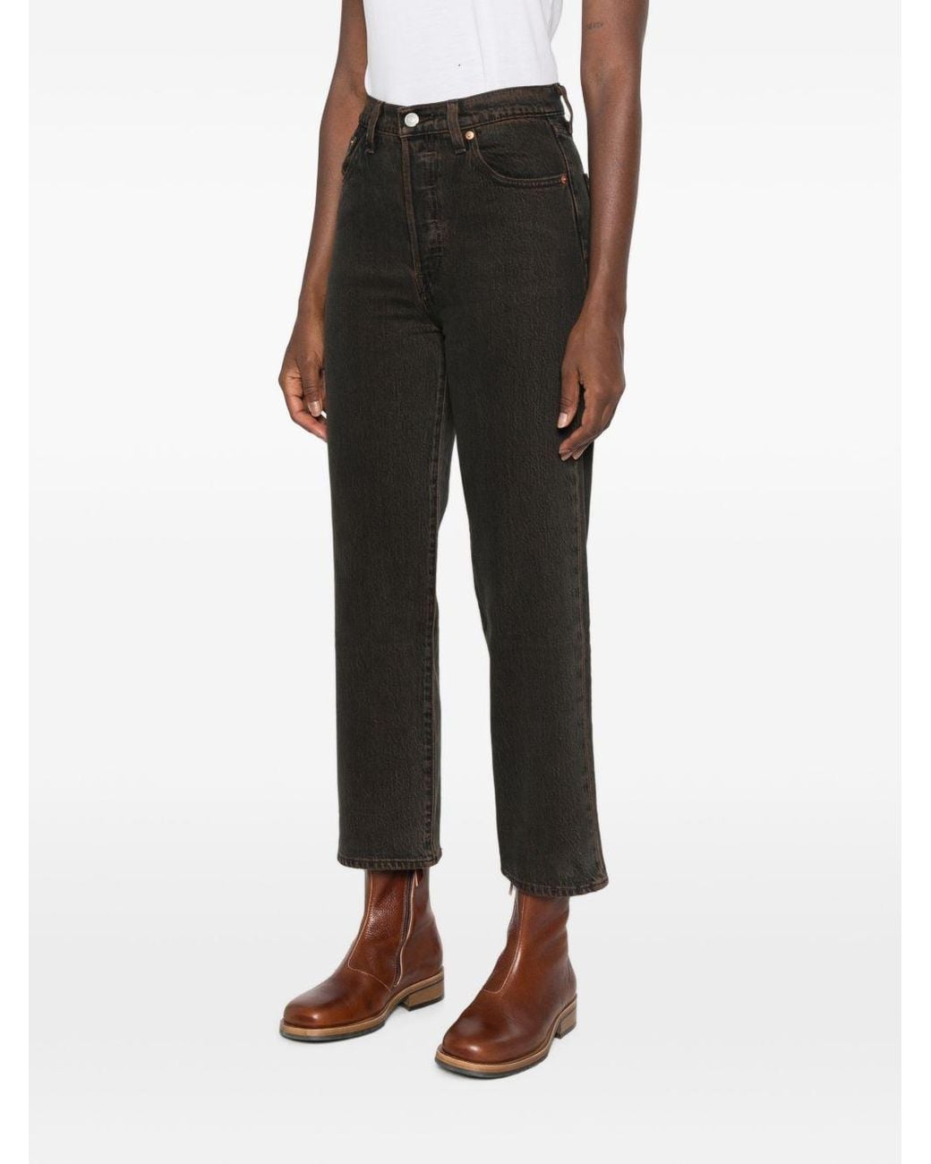 Levi's Black Logo Patch Straight-Leg Jeans