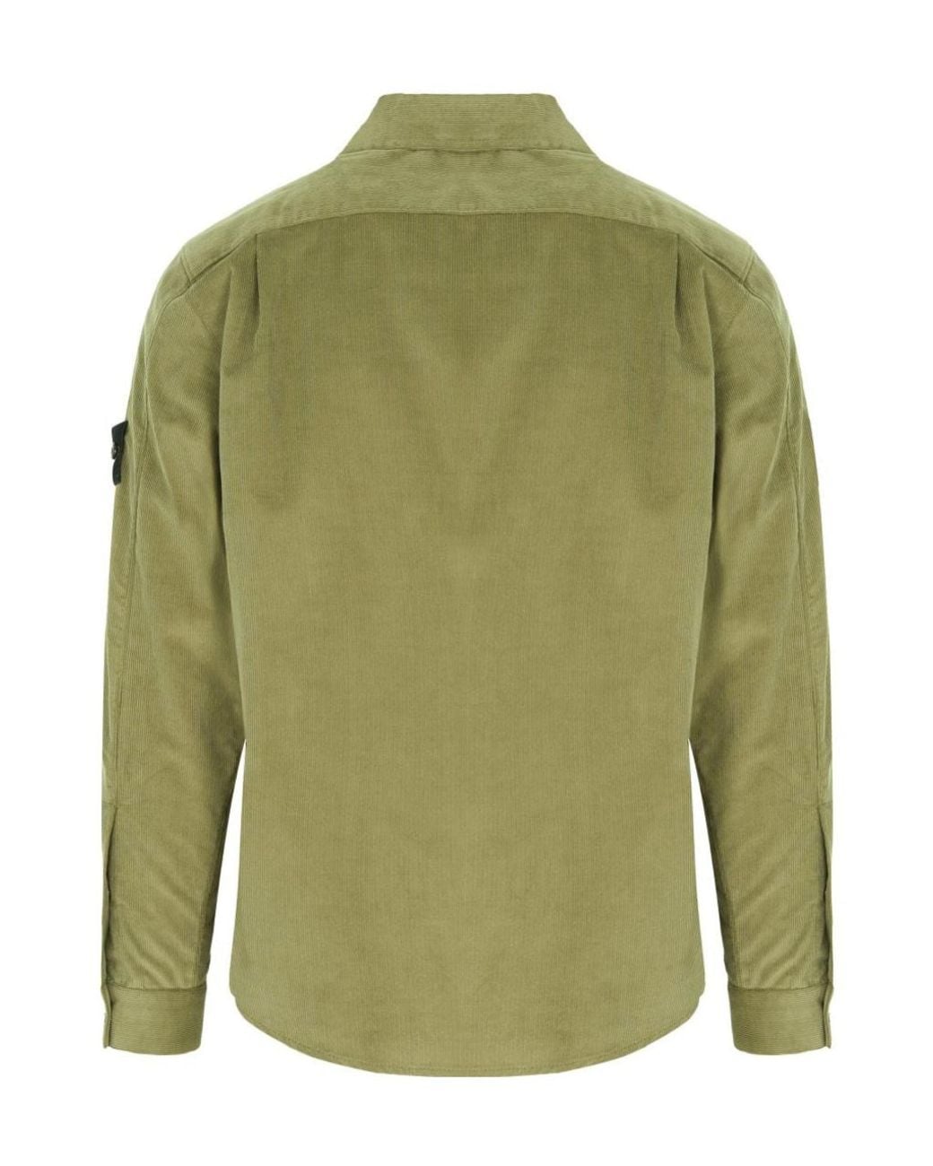 Stone Island Green Logo Patch Long Sleeved Shirt for men