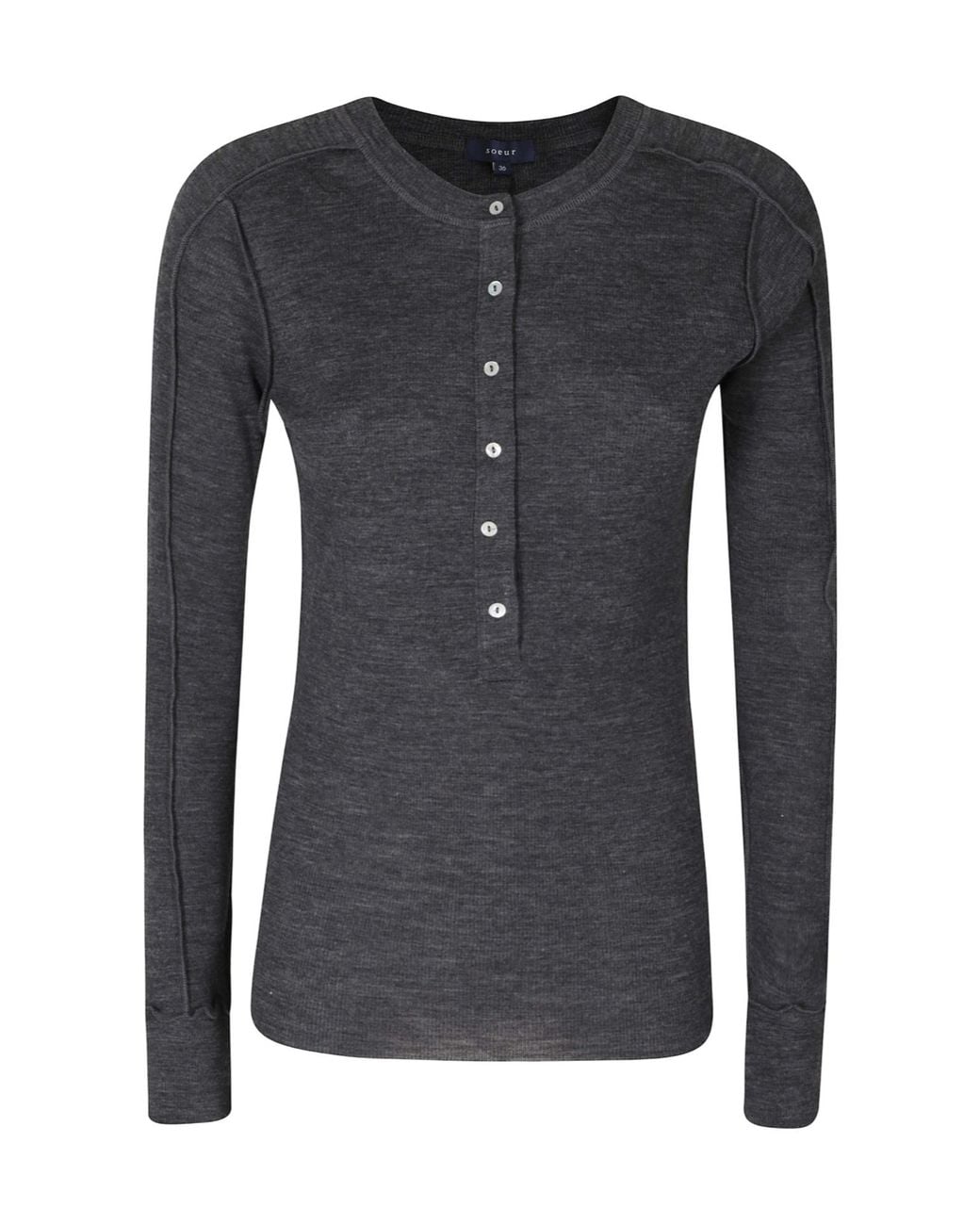 Soeur Blue Crew-Neck Henley Long-Sleeve Knit Top