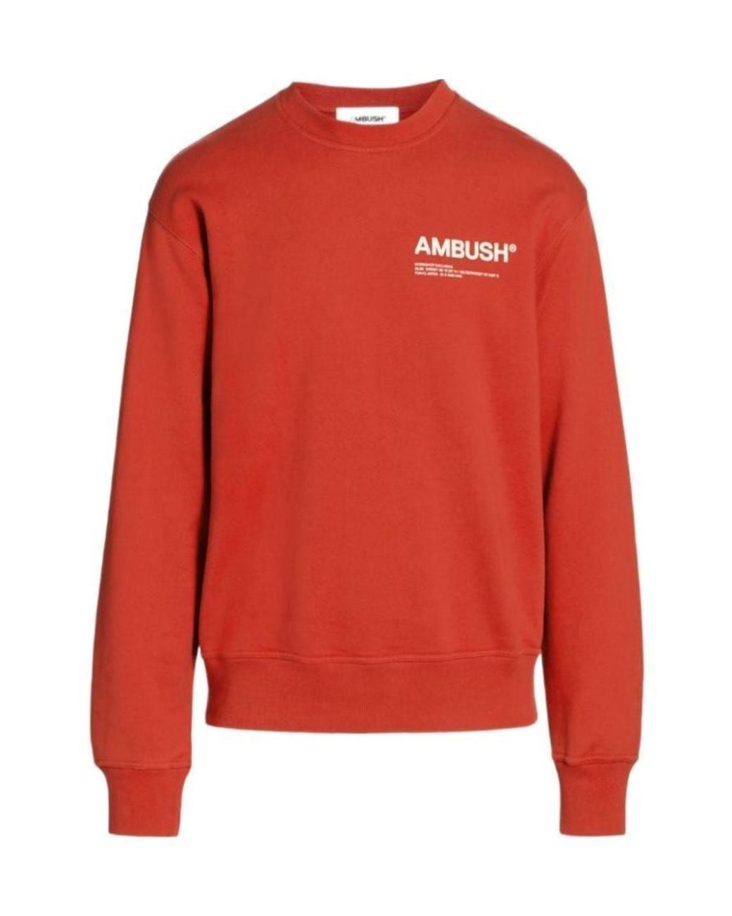 Ambush Red Logo-Print Crew-Neck Relaxed Sweatshirt for men