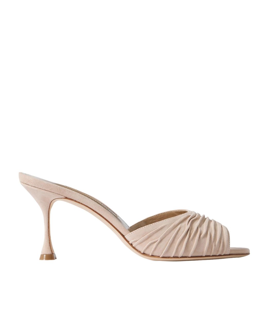 Manolo Blahnik Natural Pirua 70 Suede Mules
