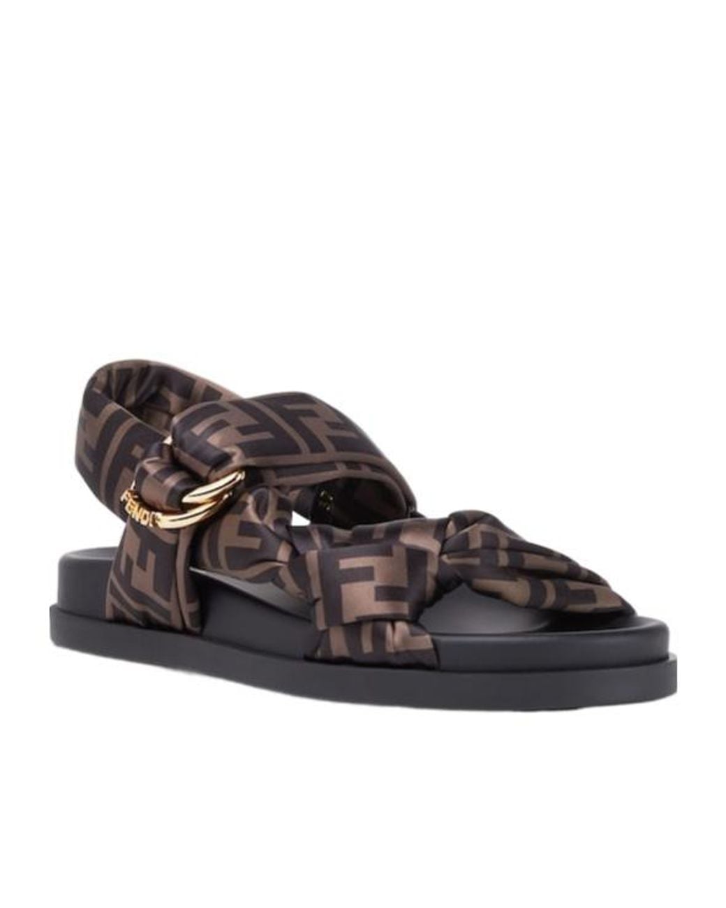 Fendi Brown Feel Ff Satin Sandals