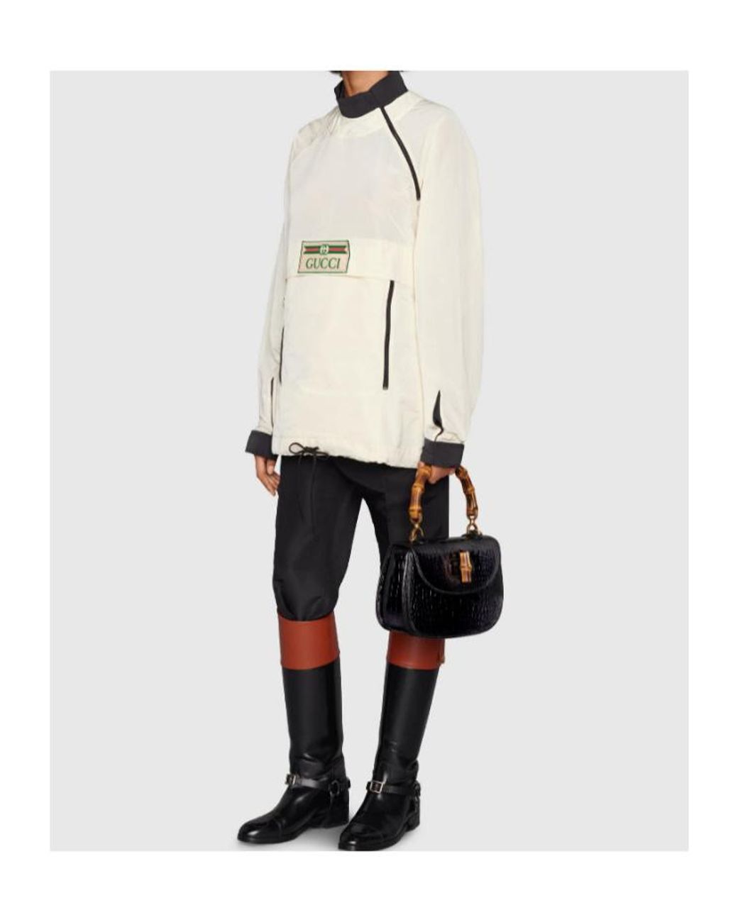 Gucci White Logo Patch Nylon Sweatshirt
