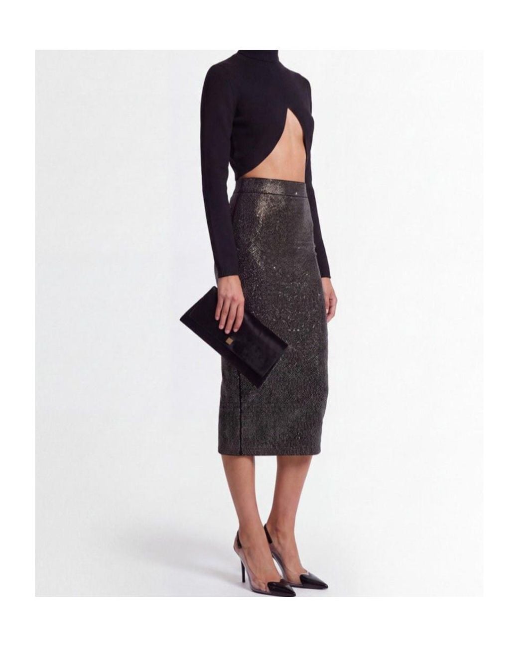 GIUSEPPE DI MORABITO Black Crystal-Embellished Skirt