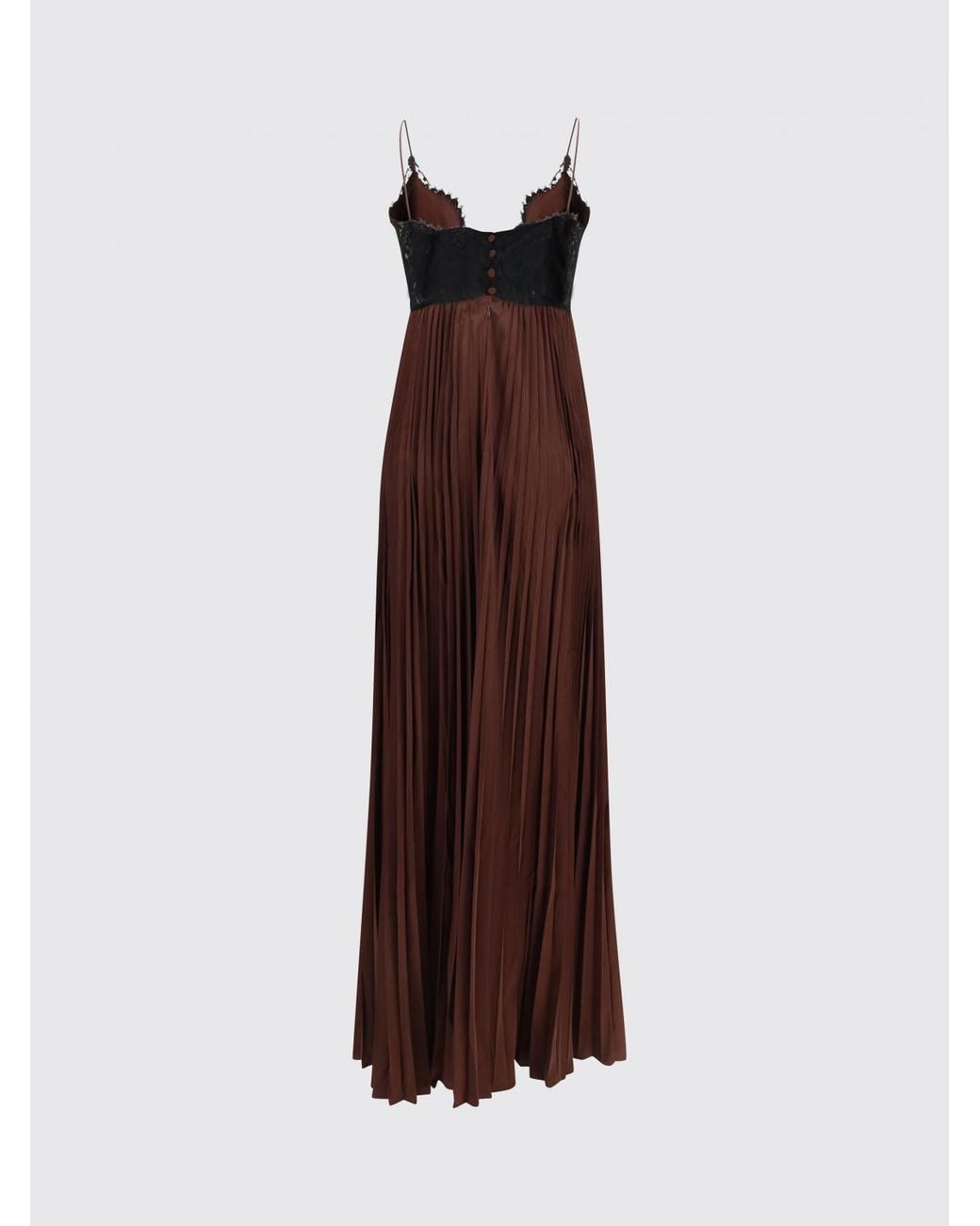 Self-Portrait Red Pleated Lace-Trim Maxi Dress