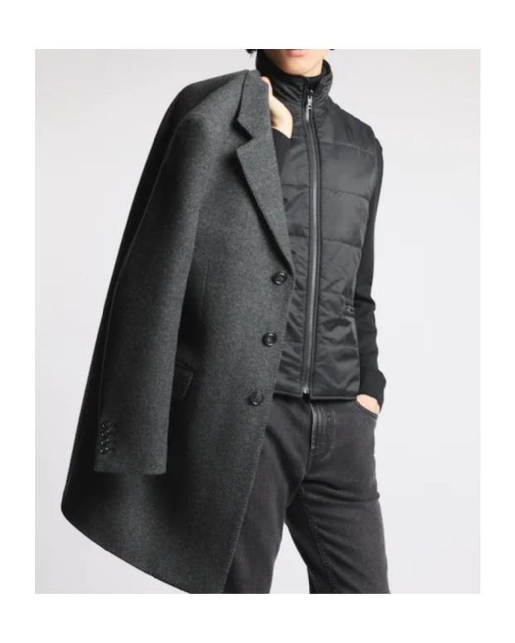 Fay Gray Removable Gilet Wool-Blend Coat for men