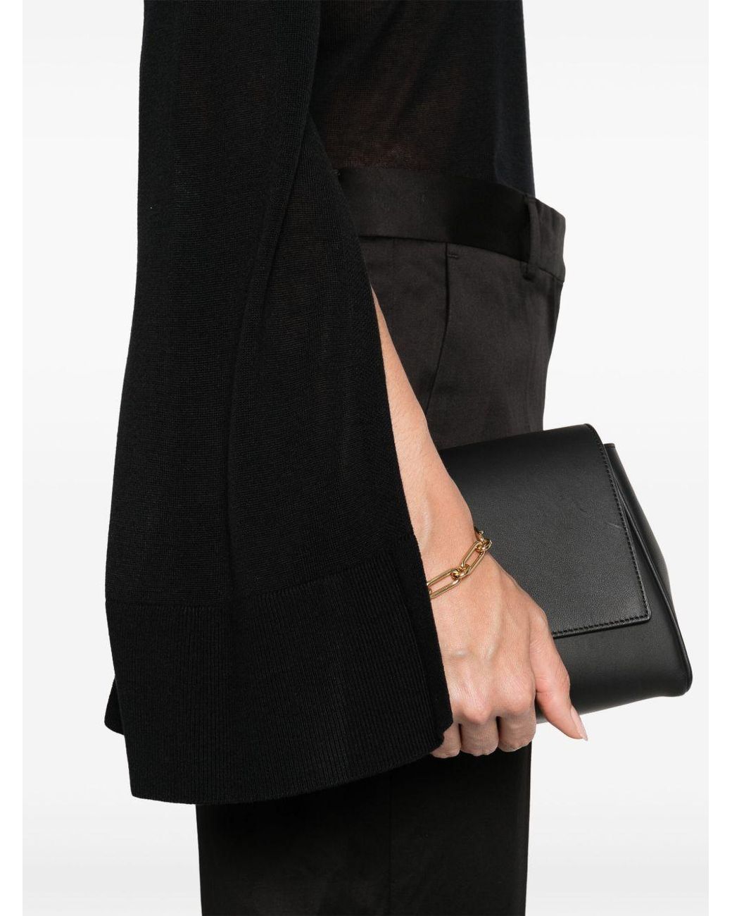 Totême  Black Turtleneck With Slits On The Sleeves