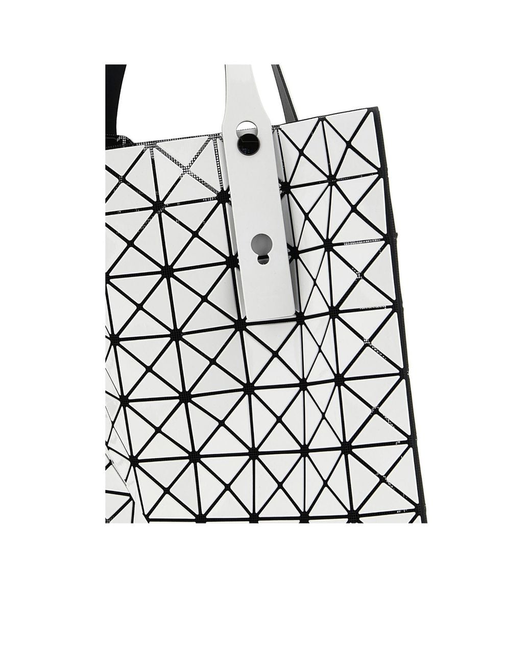 Issey Miyake White Geometric Patterned Top Handle Bag