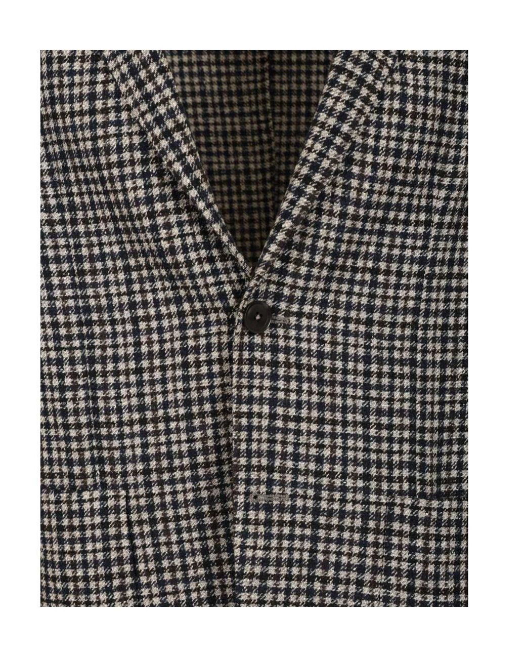 Zegna Gray Checked V-Neck Jacket for men