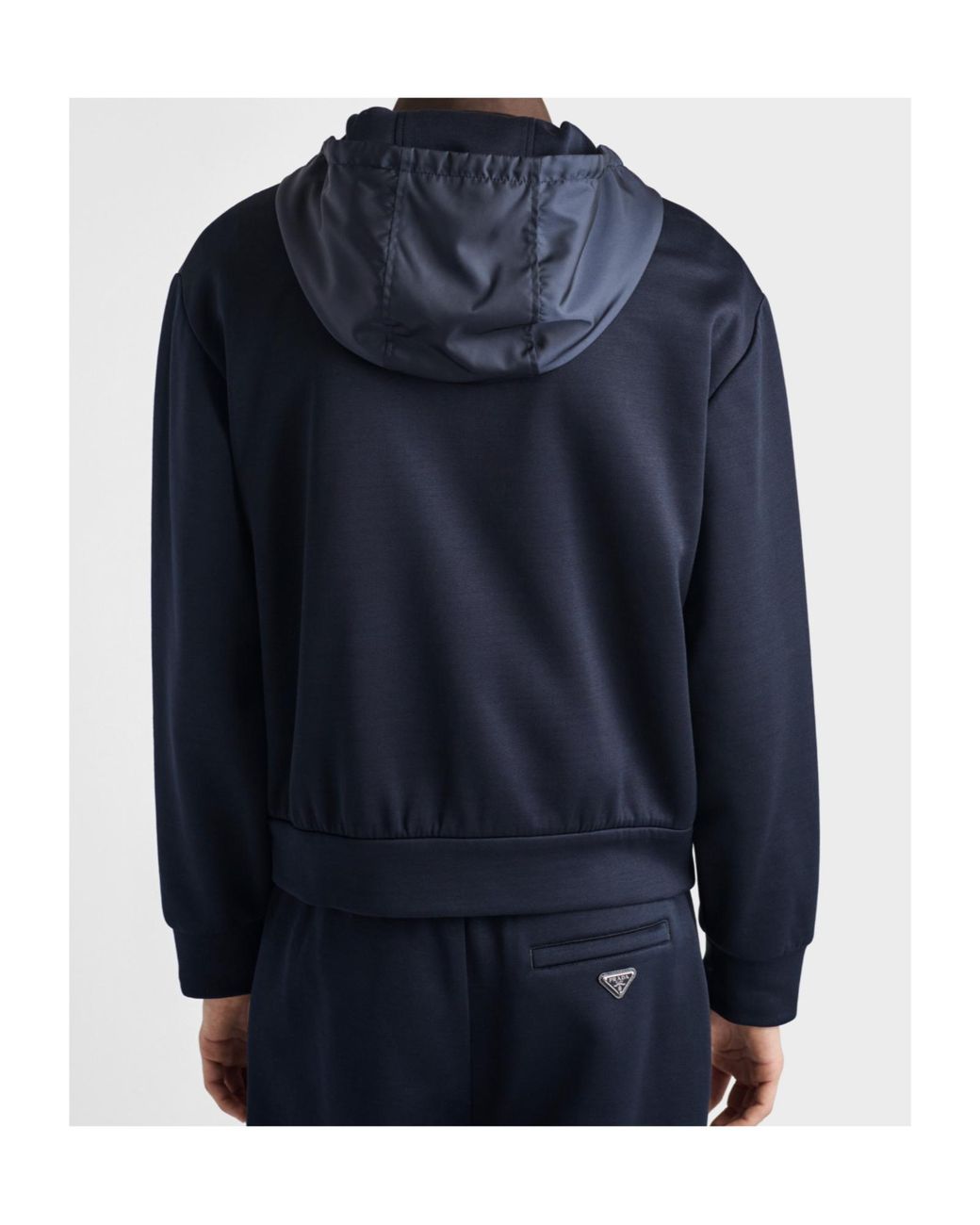 Prada Blue Zip-Up Hooded Jacket for men
