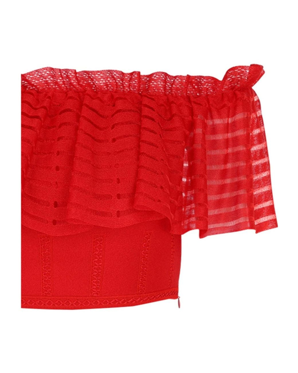 McQueen Red Cropped Off-The-Shoulder Top