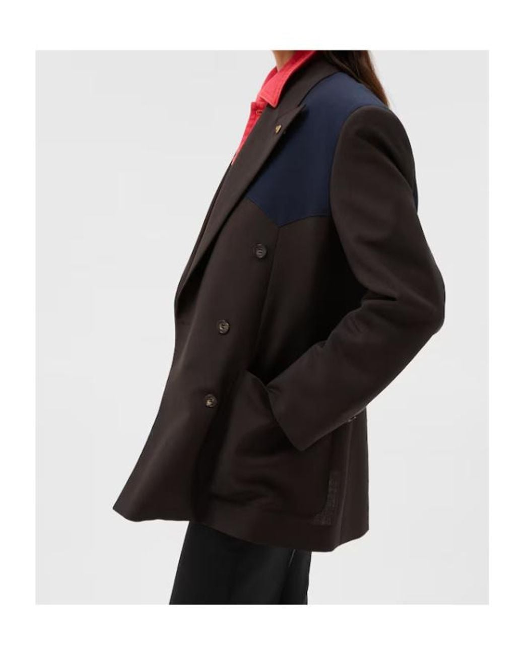 Versace Blue Double-Breasted Panelled Jacket