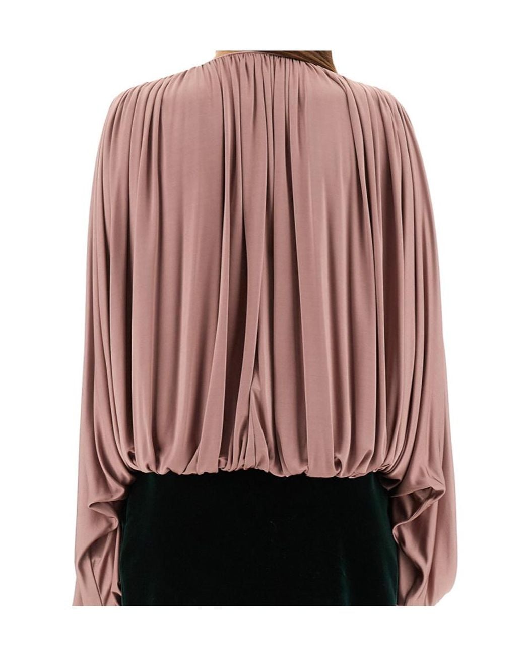 Saint Laurent Purple Gathered Drawstring Blouse