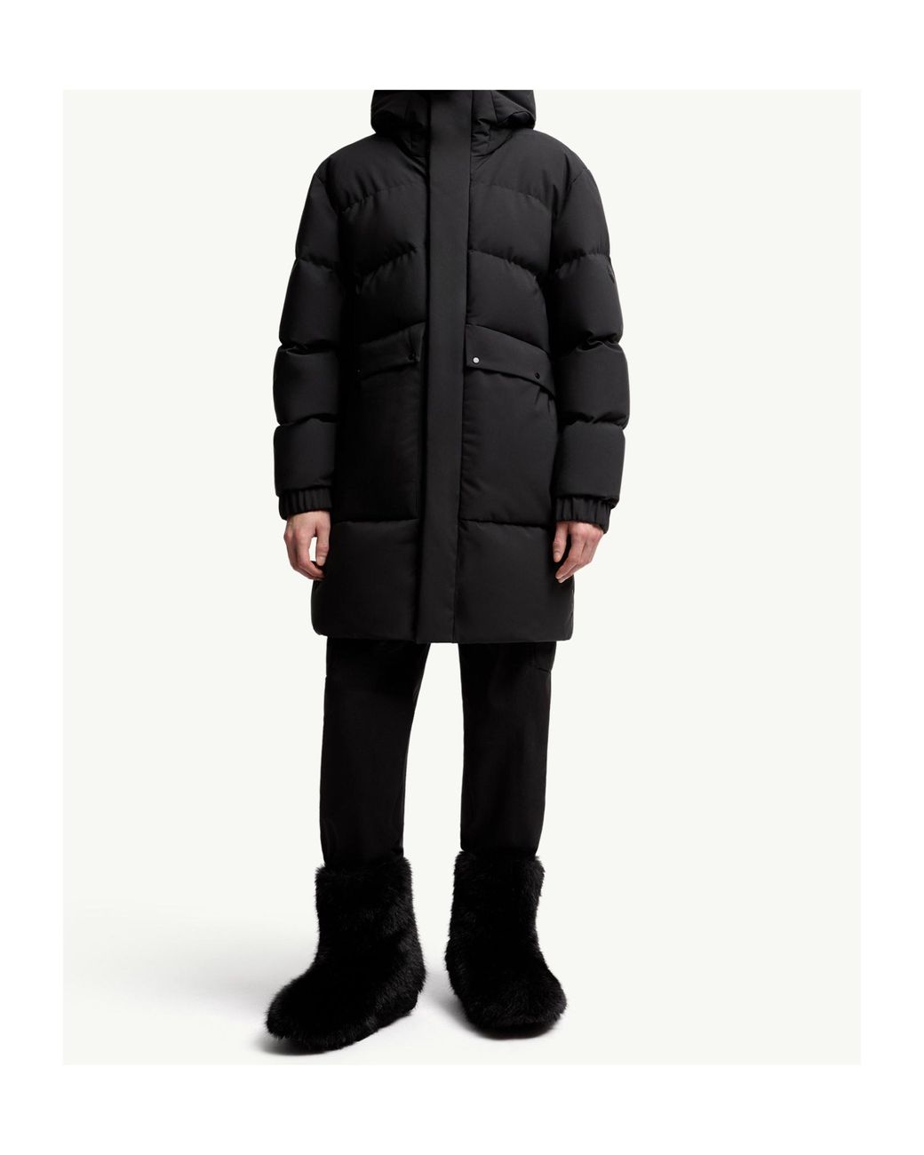 Moncler Black Avioth Hooded Long Down Jacket for men