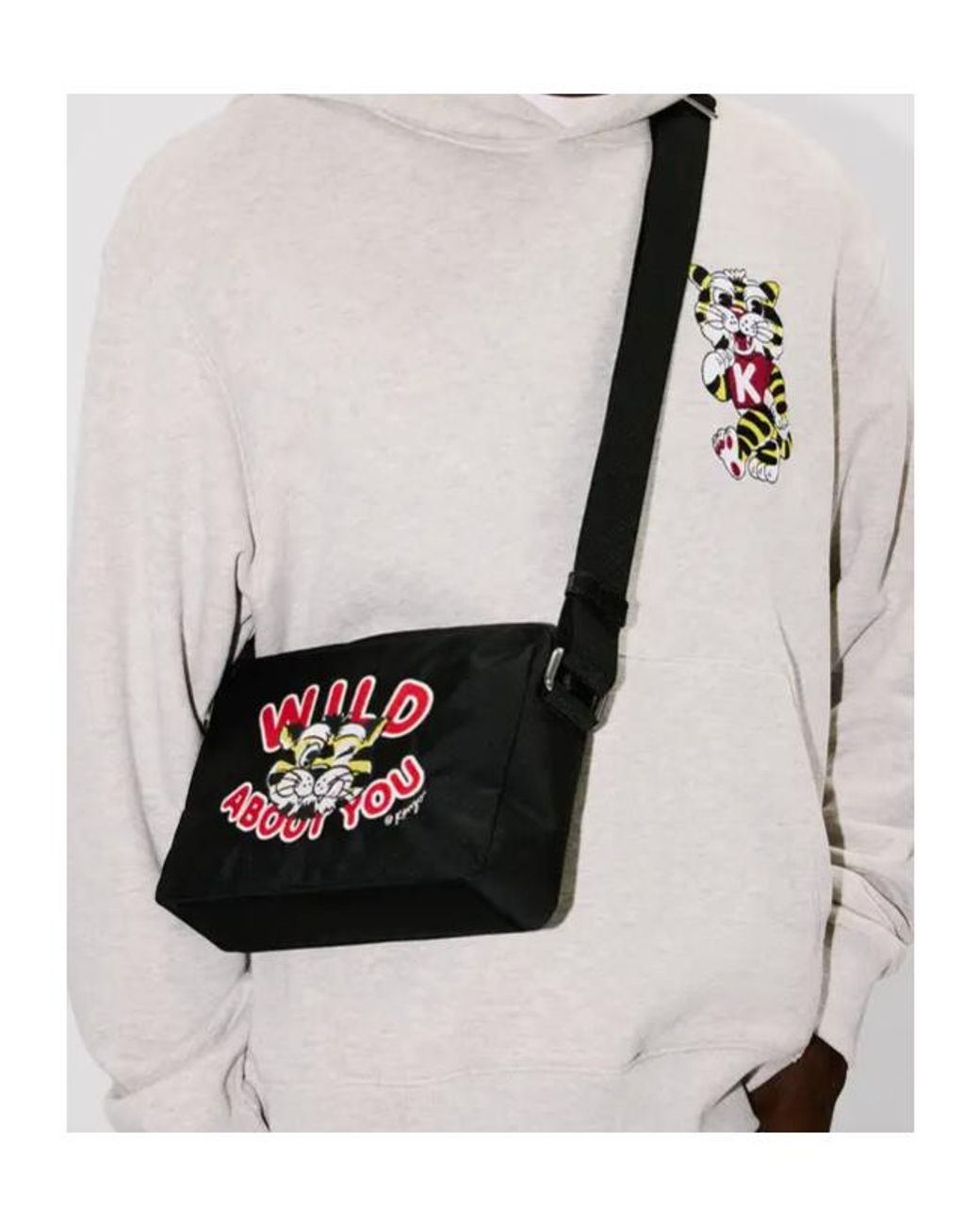 KENZO Black Wild Tiger Crossbody Bag for men