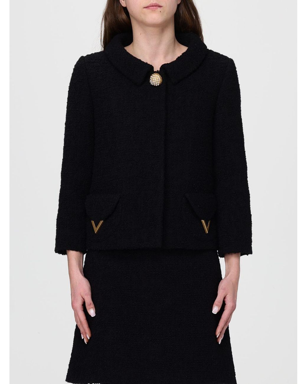 Valentino Black Curly Wool Jacket