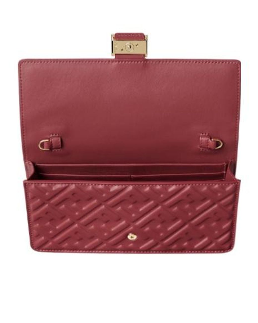 Fendi Red Baguette Ff Embossed Chained Wallet