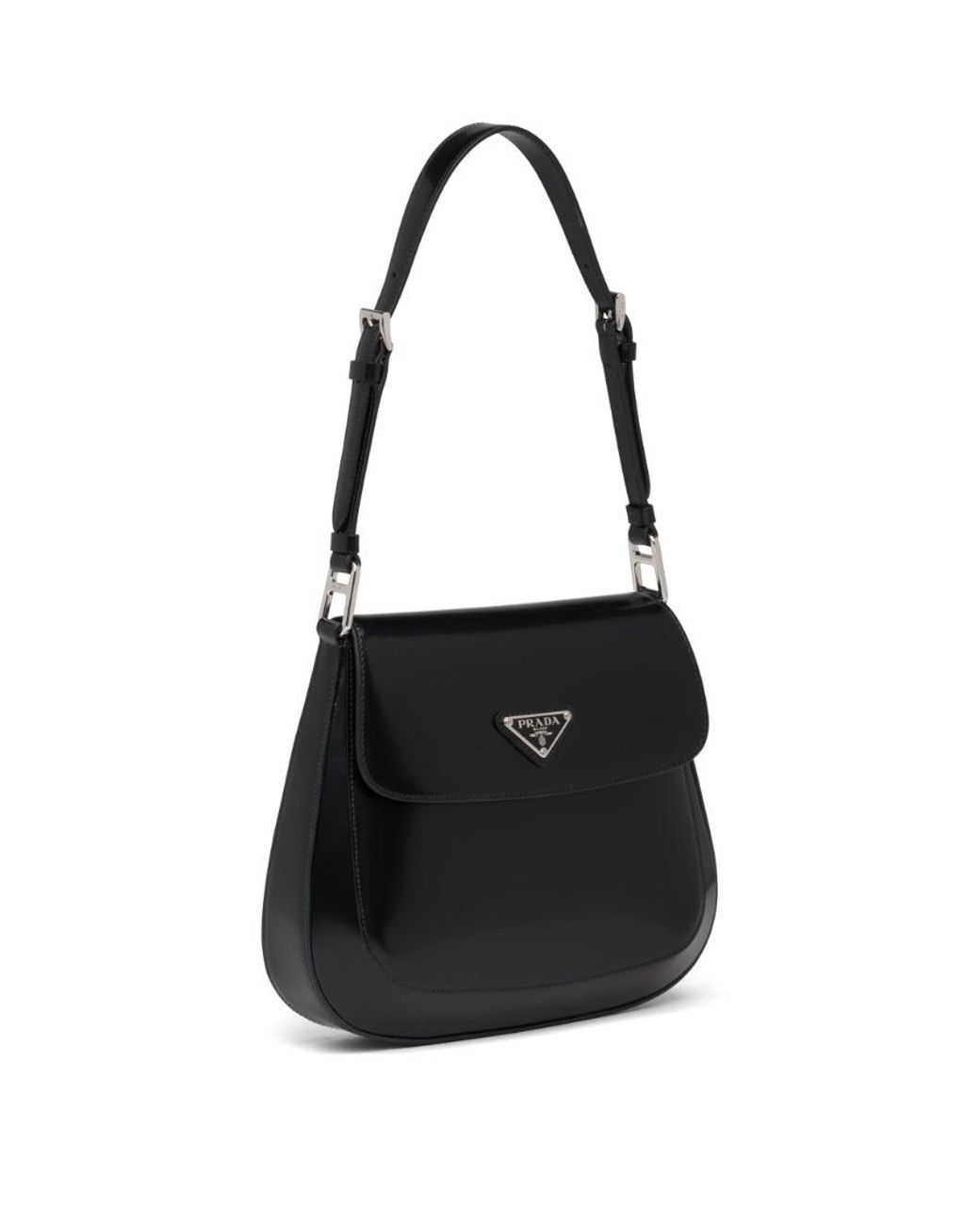 Prada Black Cleo Logo Patch Shoulder Bag