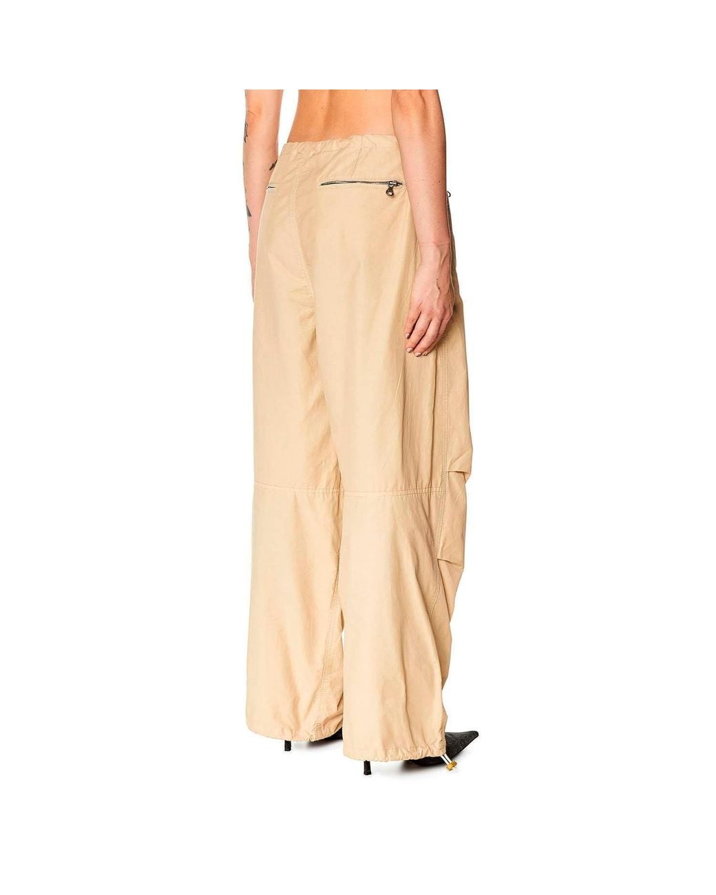 DIESEL Natural Drawstring Wide-Leg Cargo Pants