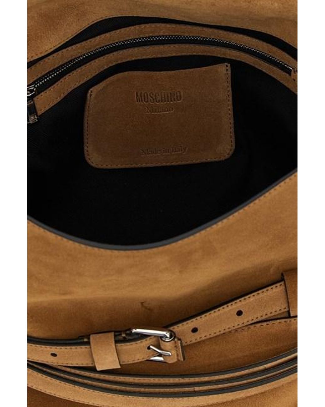 Moschino Brown Tie Me Logo Debossed Tote Bag