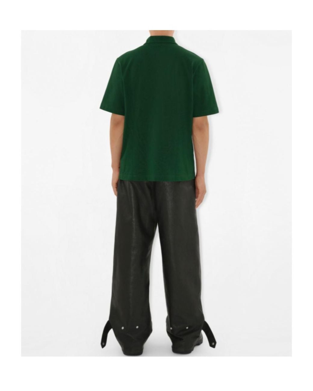 Burberry Green Logo Embroidered Cotton Polo Shirt for men