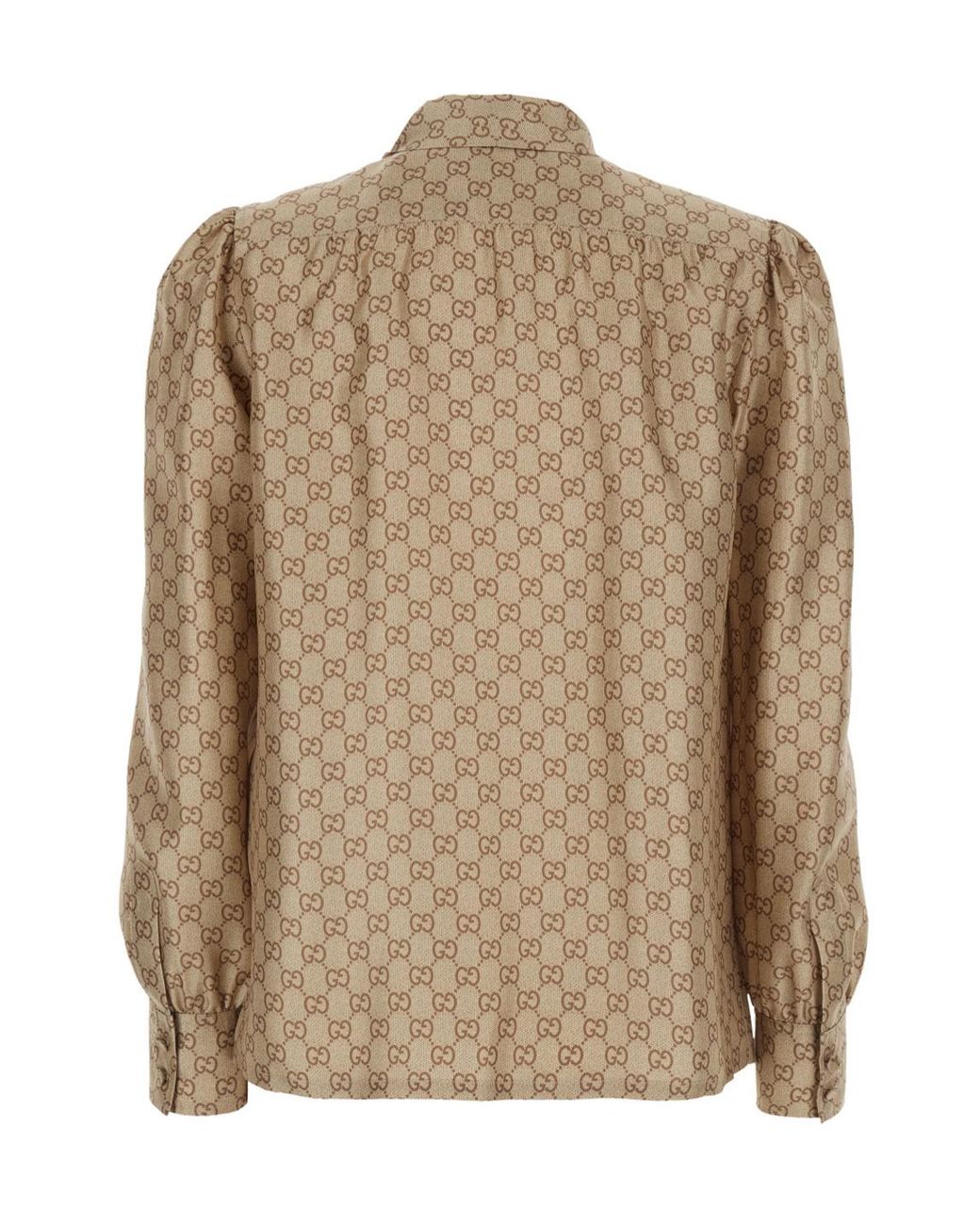 Gucci Brown Printed Long-Sleeve Twill Shirt