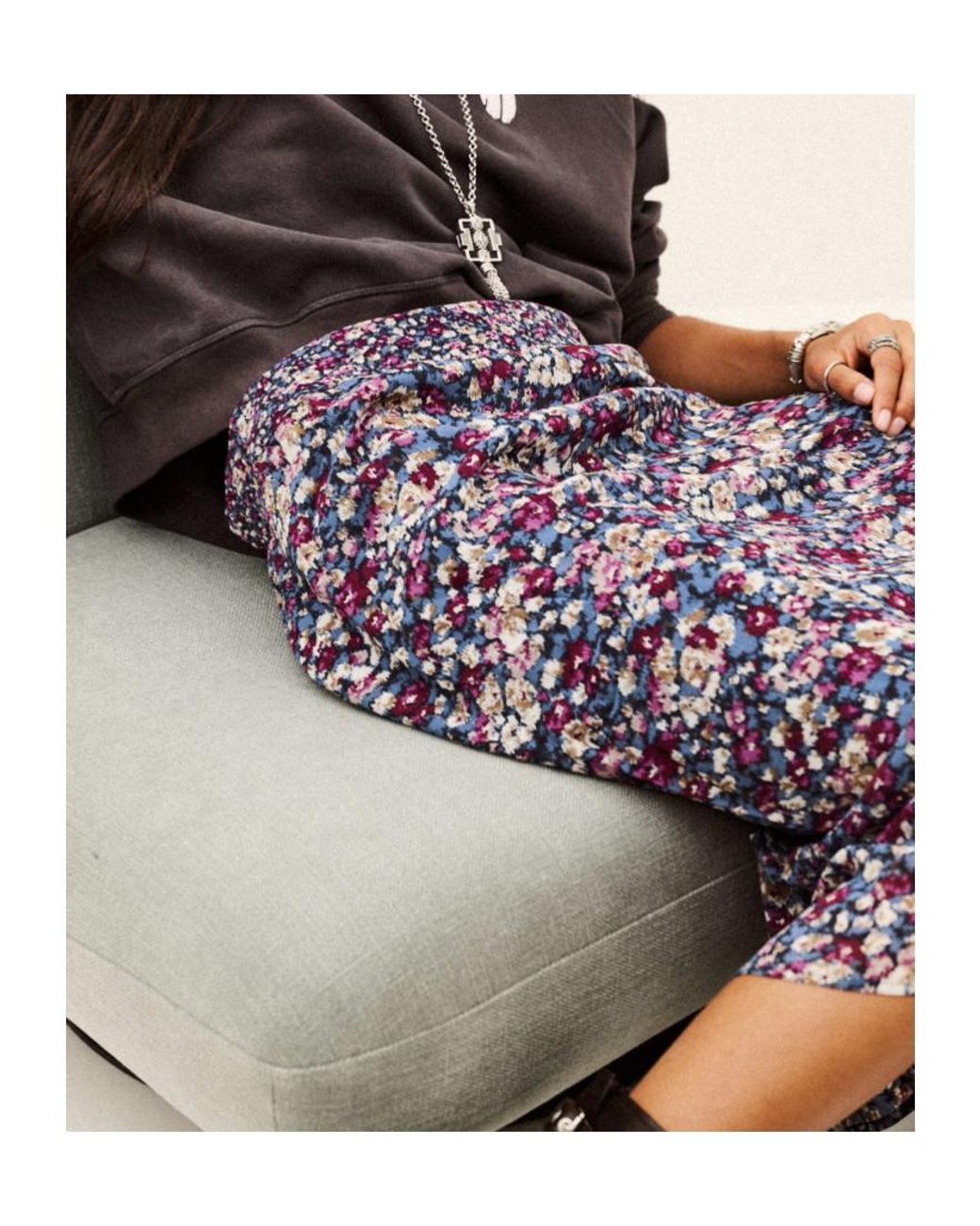 Ba&sh Blue Klap Floral-Print Asymmetric Skirt