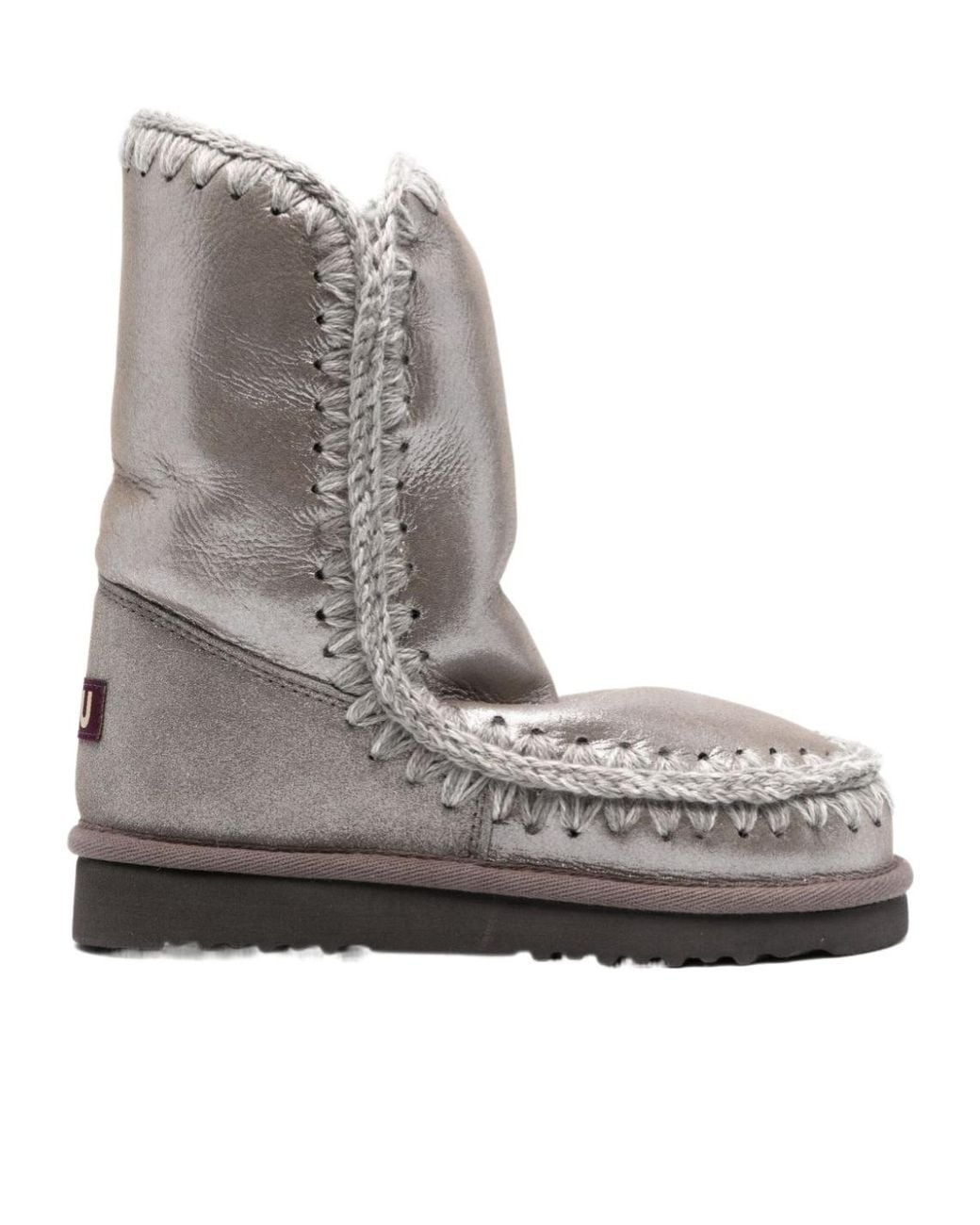 Mou Gray Round-Headed Short Boots