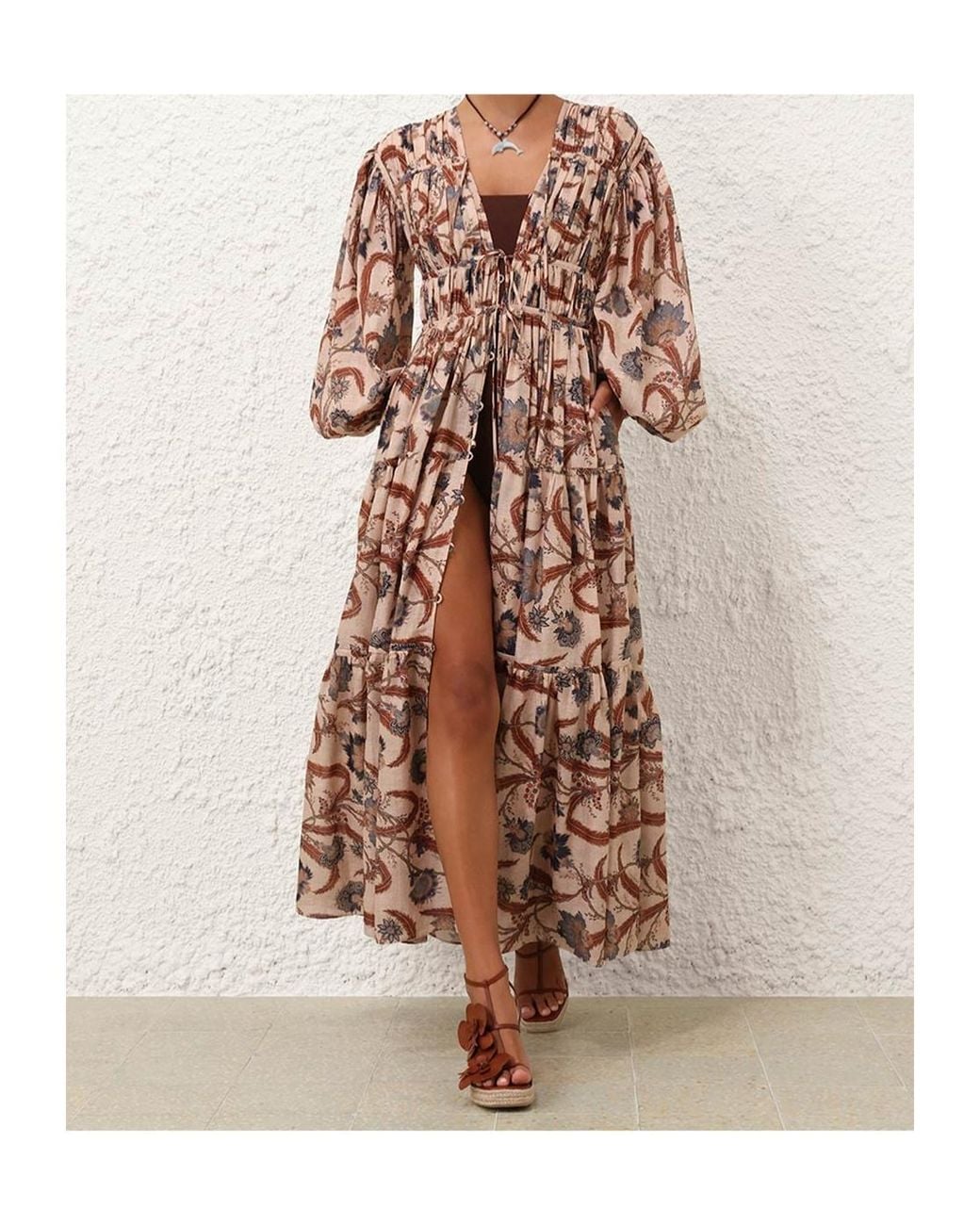 Zimmermann Multicolor Ascension Tie Billow Maxi Dress