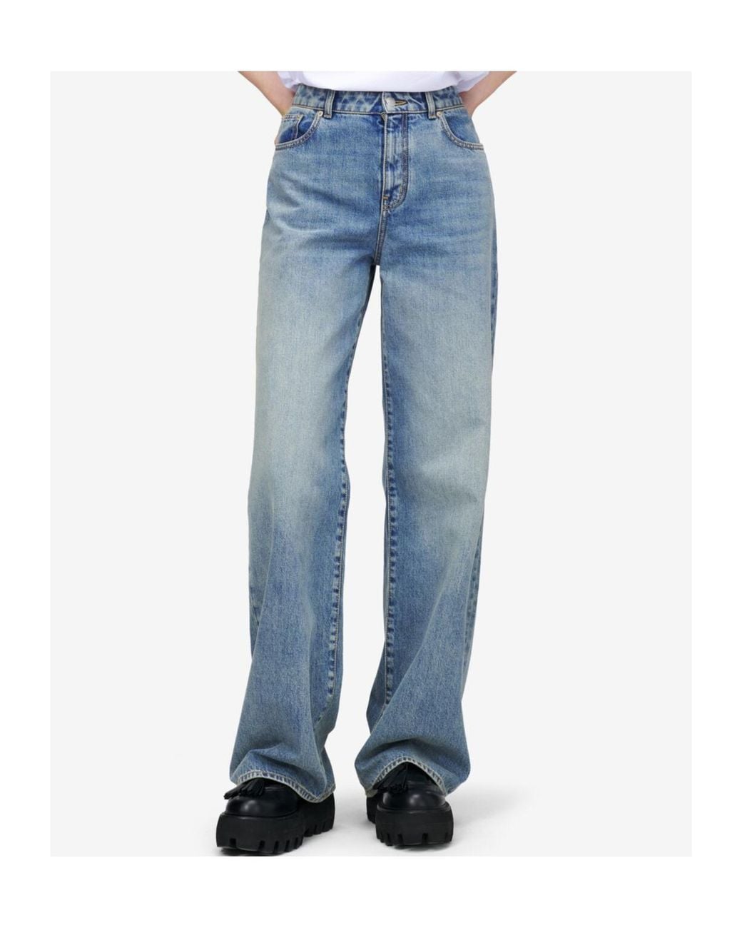McQueen Blue Mid-Rise Wide-Leg Jeans